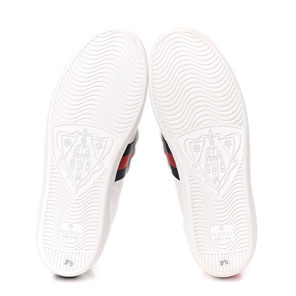 Gucci Calfskin Ayers Crystal Panther Embroidered Womens Ace Sneakers 37.5 White 5 of 10