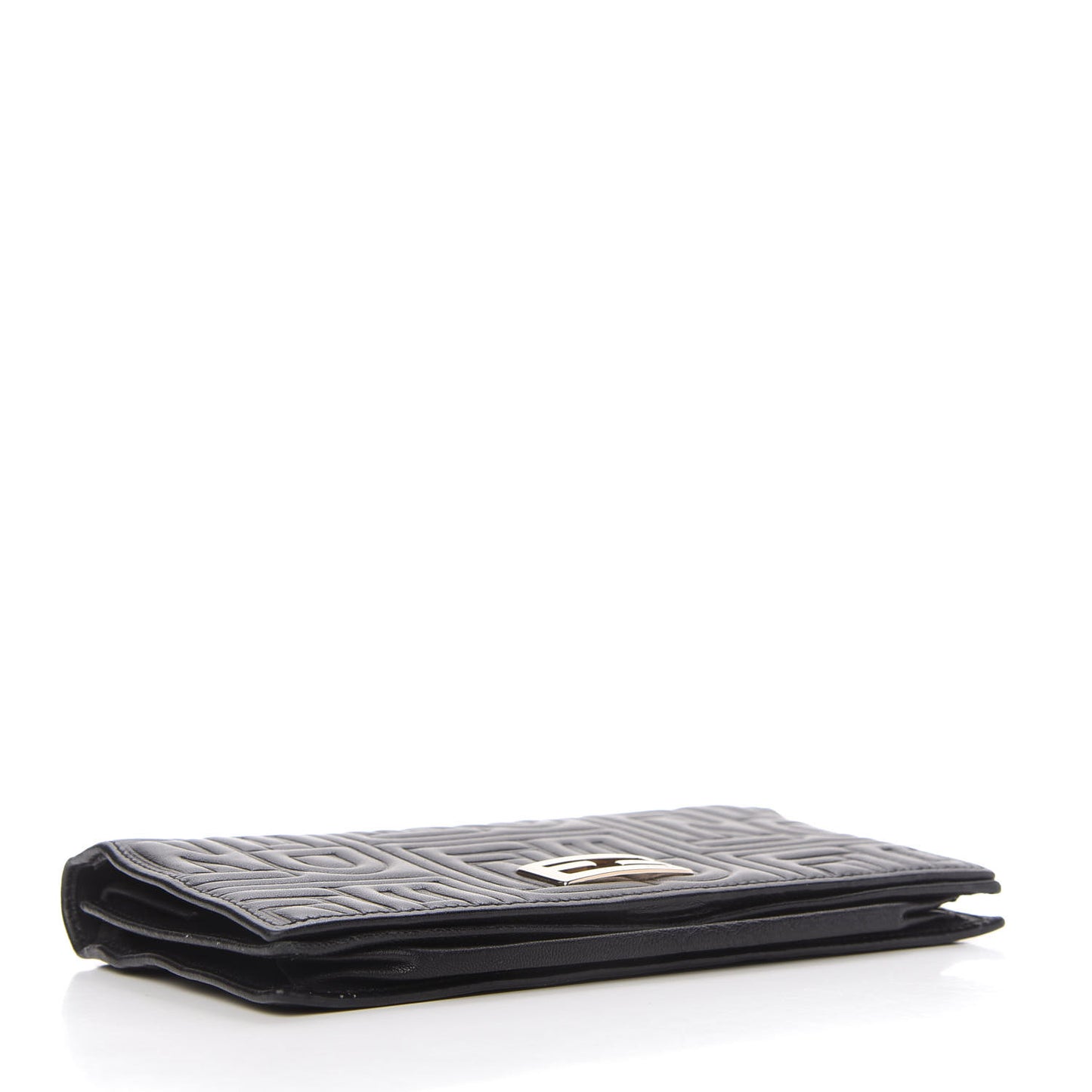 Nappa Logo Embossed Long Wallet On Chain Black