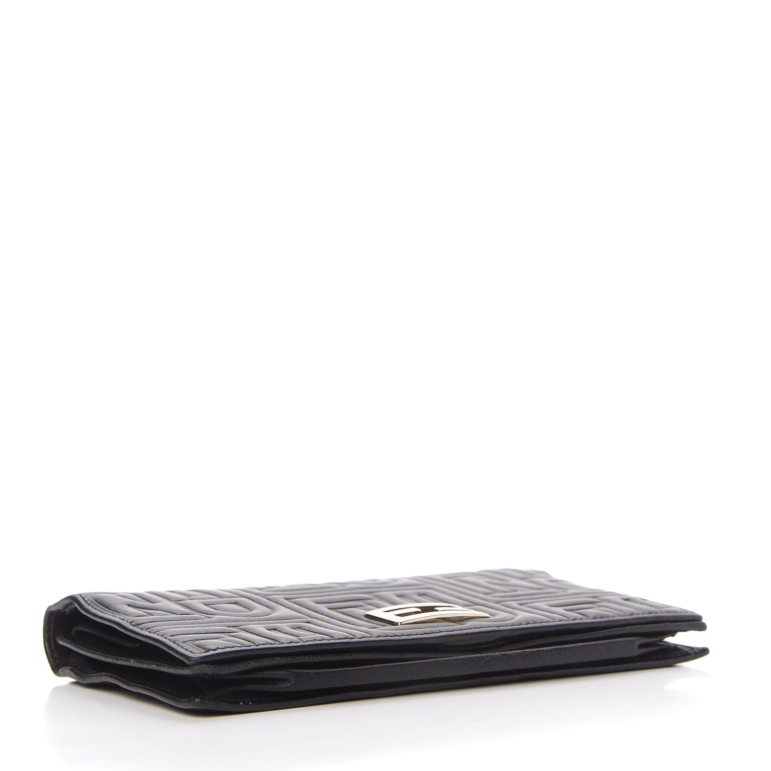 Fendi Nappa Logo Embossed Long Wallet On Chain Black 4 of 11
