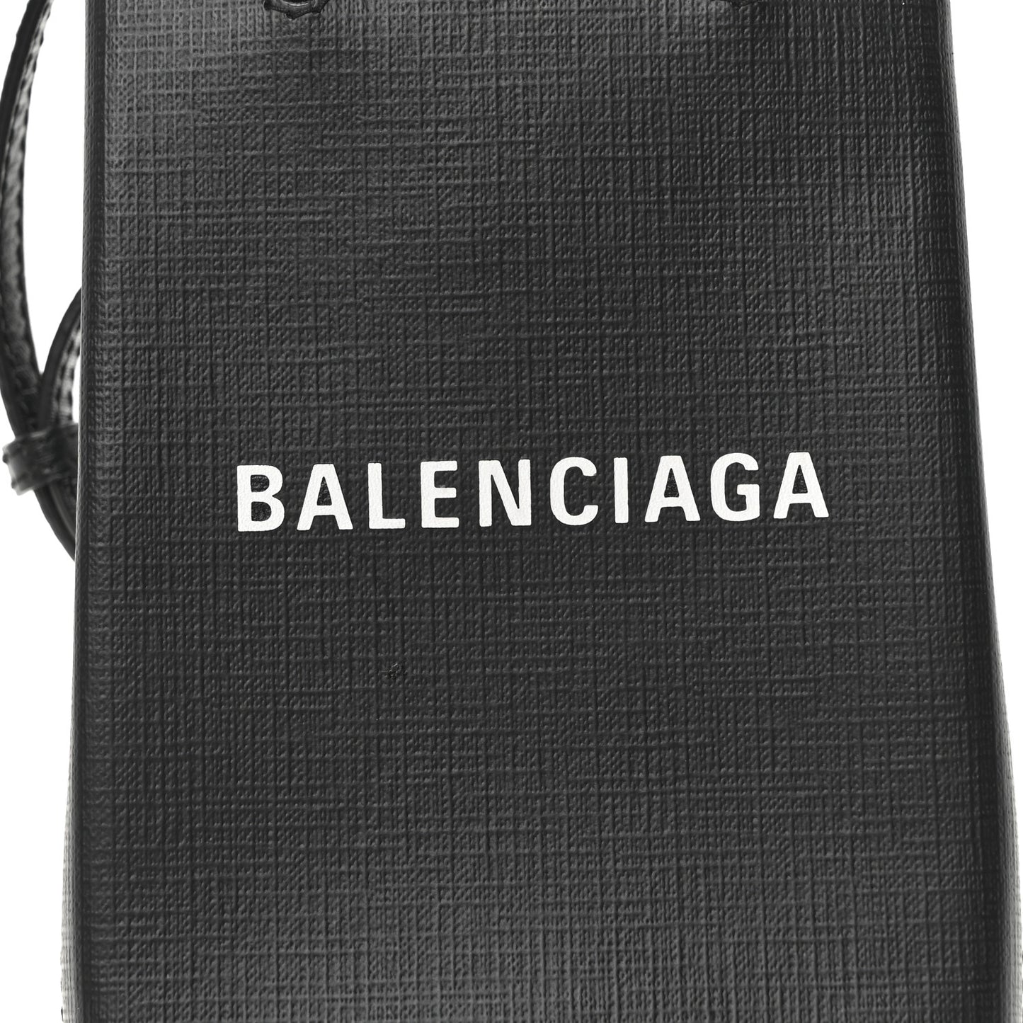 Squared Calfskin Logo Shopping Phone Holder Bag Black