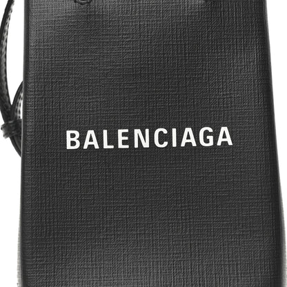 Balenciaga Squared Calfskin Logo Shopping Phone Holder Bag Black 7 of 9