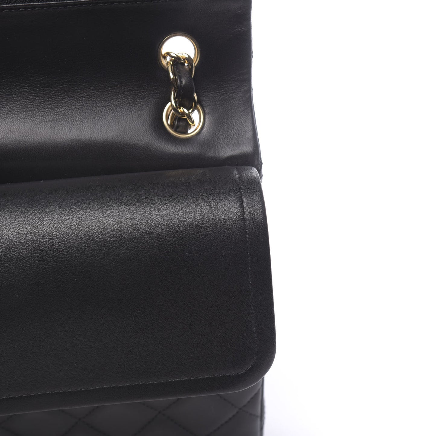 Lambskin Quilted Jumbo Double Flap Black