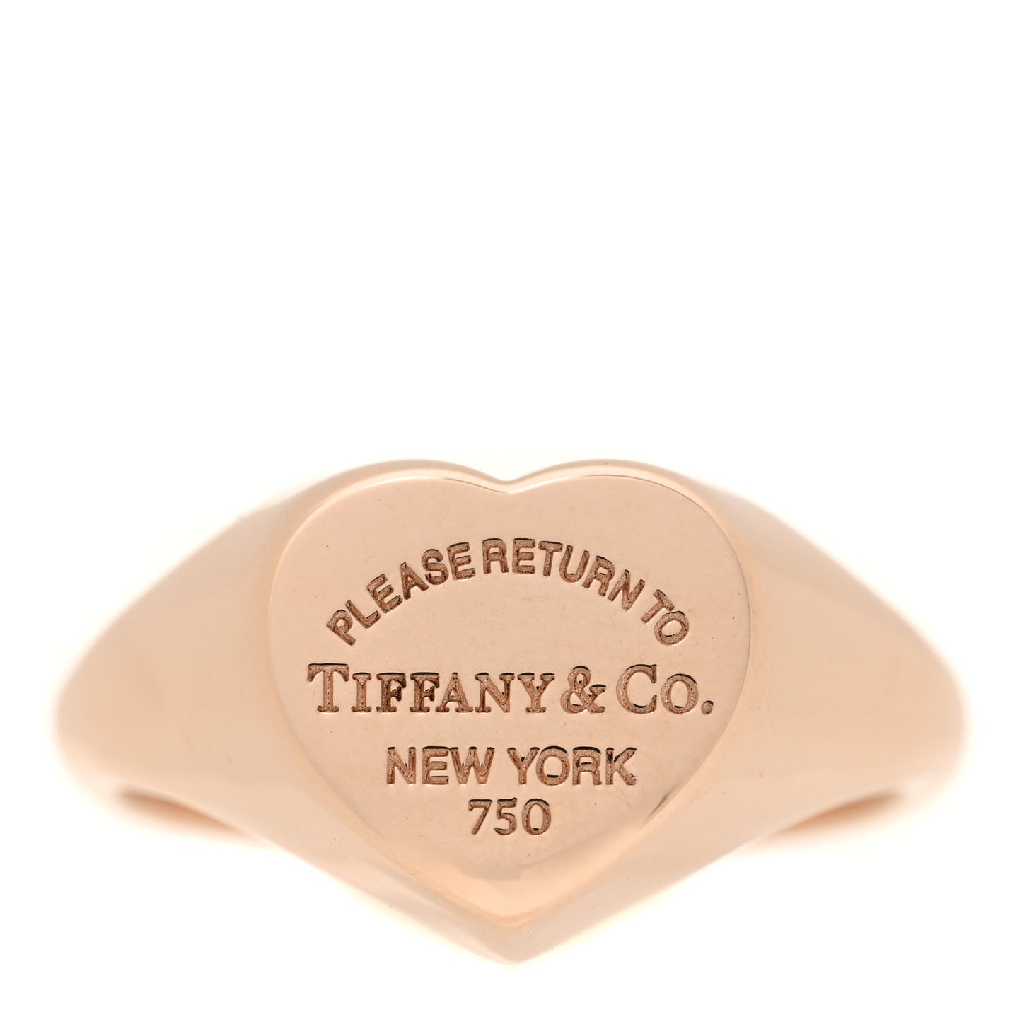 18K Rose Gold Return to Tiffany Heart Signet Ring 55 7.25