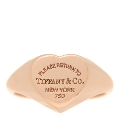 Tiffany 18K Rose Gold Return to Tiffany Heart Signet Ring 55 7.25 1 of 5