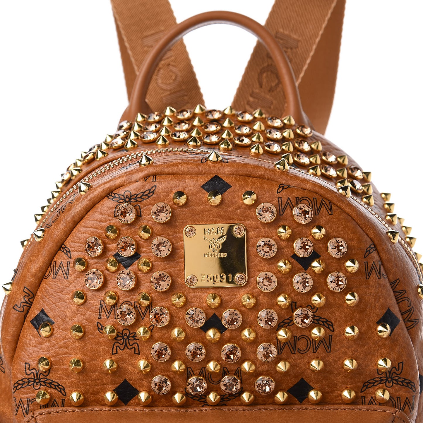Visetos Swarovski Mini Stark Diamond Backpack Cognac