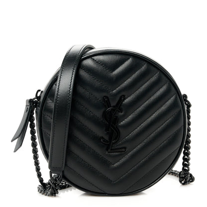 Saint Laurent Calfskin Matelasse Chevron Round Vinyle Camera Bag Black 1 of 11