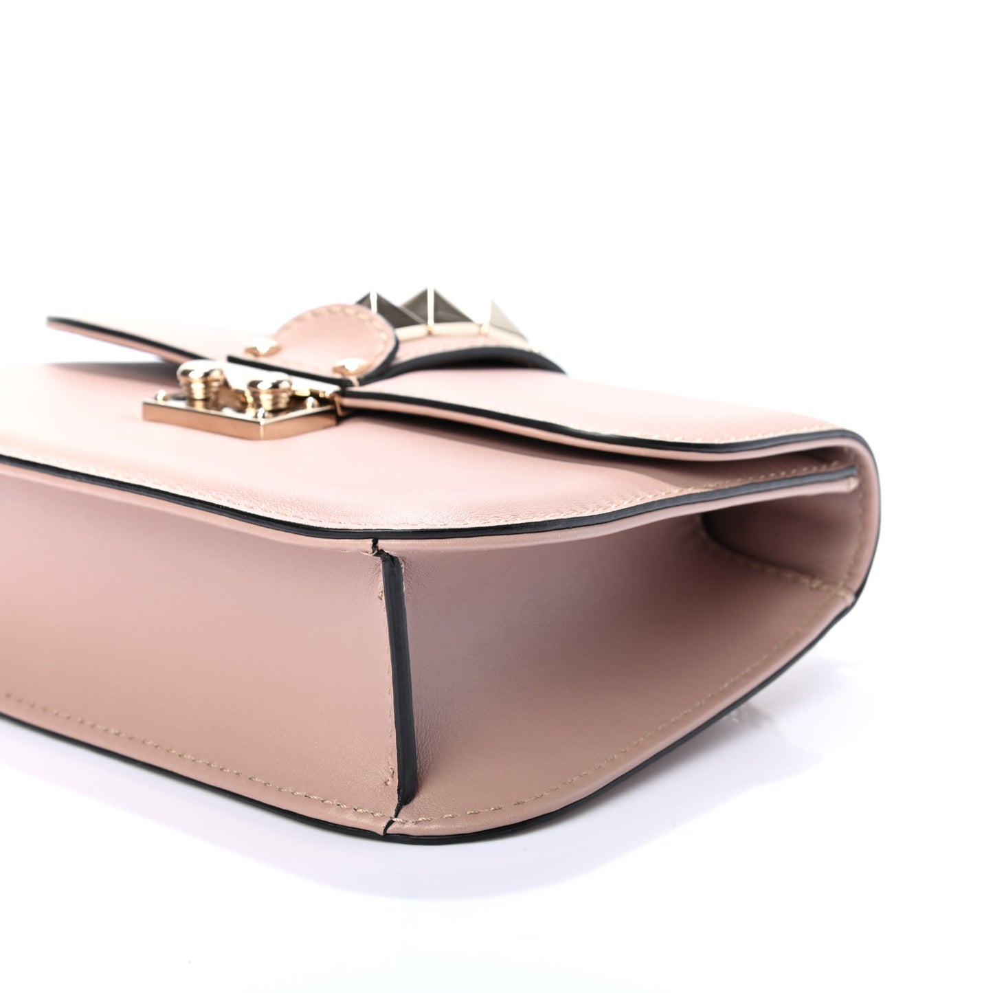 Vitello Small Glam Lock Rockstud Flap Poudre