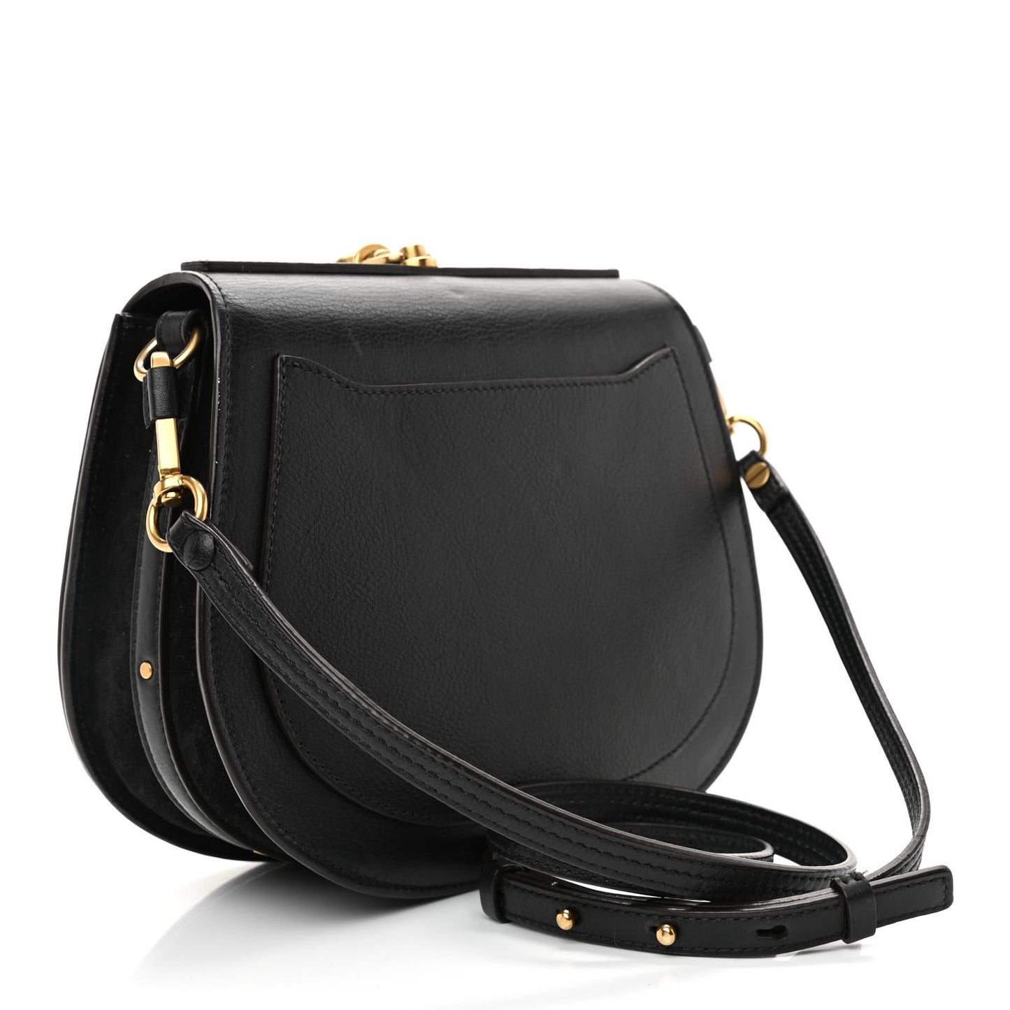 Calfskin Suede Medium Nile Bracelet Bag Black