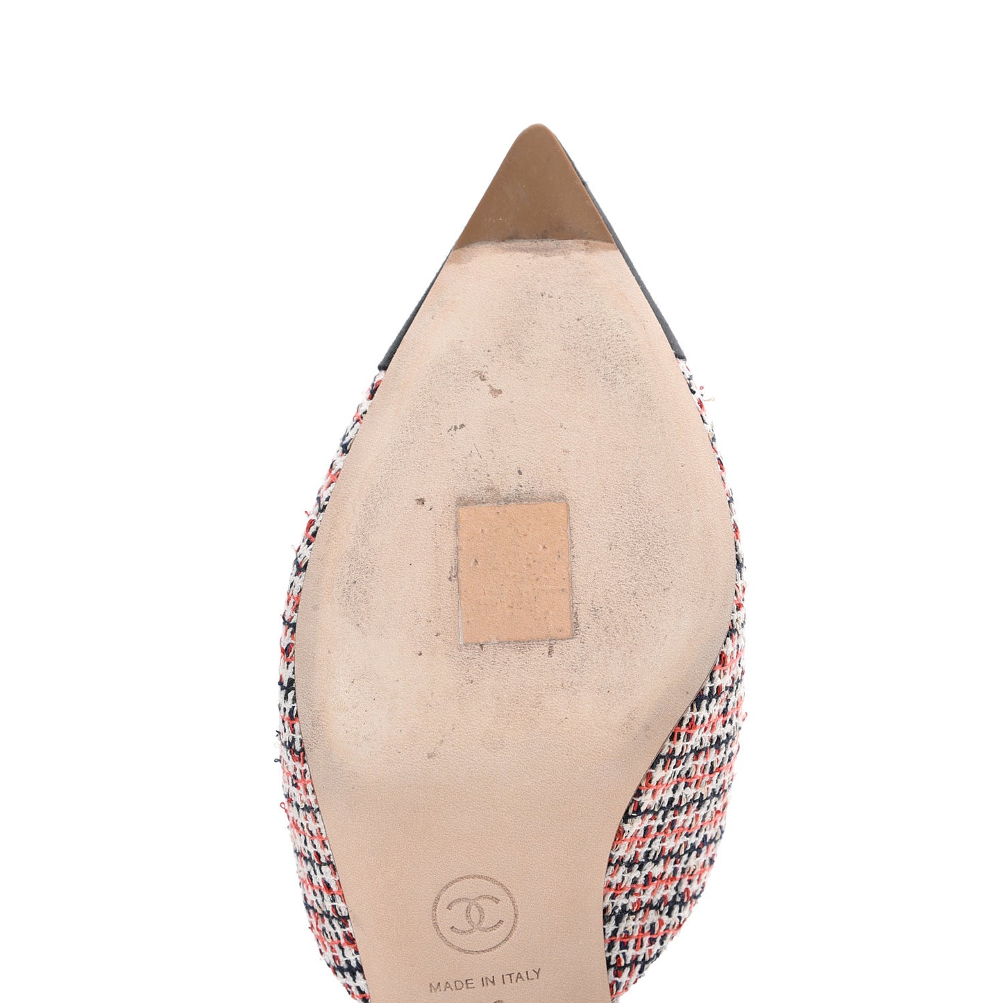 Tweed Grosgrain Pearl Cap Toe Mules 38 Black Red