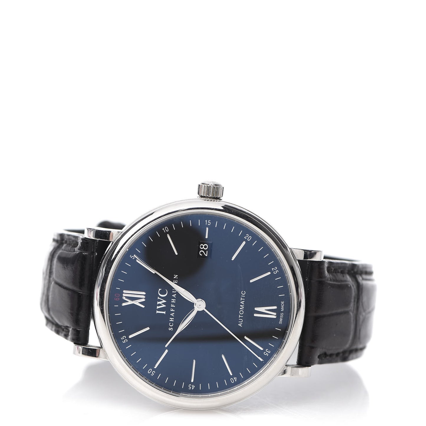 Stainless Steel Alligator 40mm Portofino Automatic Watch Black IW356506