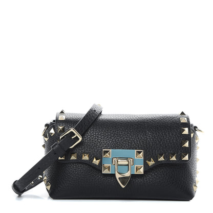 Valentino Garavani Pebbled Calfskin Mini Rockstud Crossbody Bag Black 1 of 9
