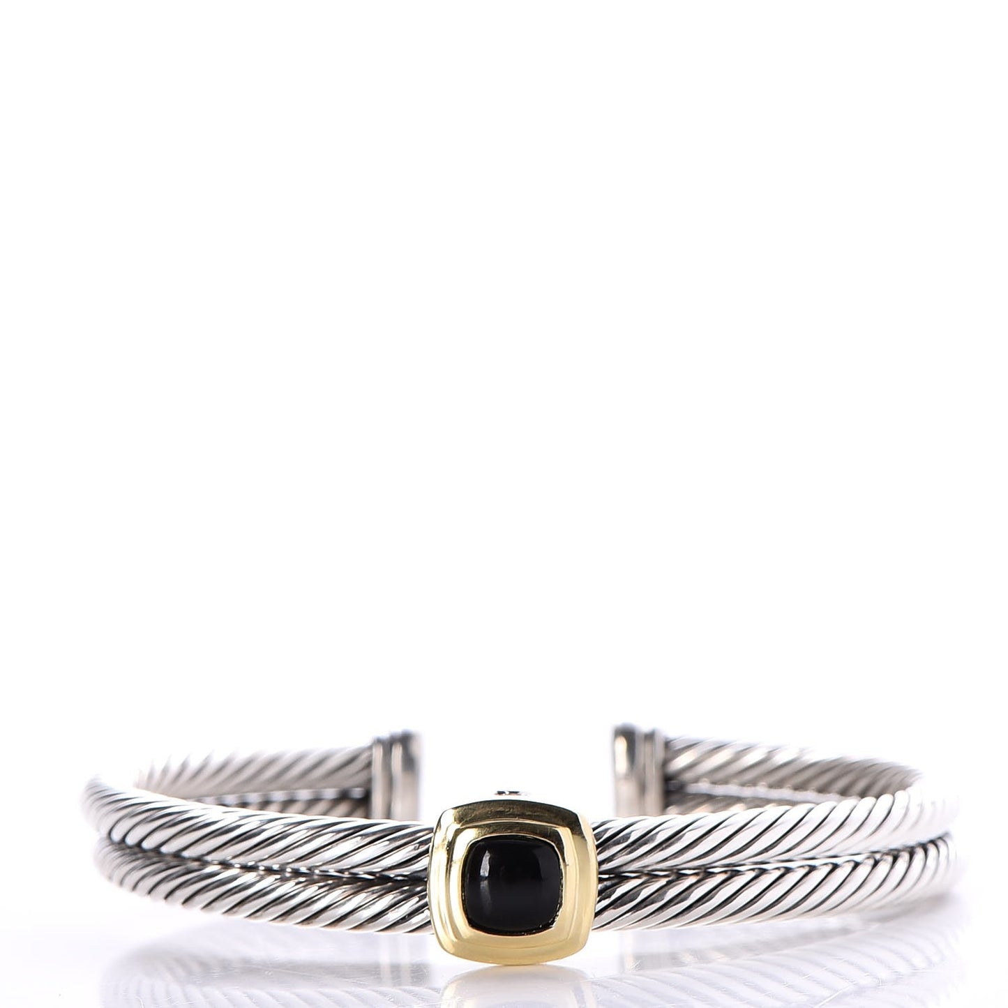 Sterling Silver 18K Yellow Gold Black Onyx Albion Cable Bracelet