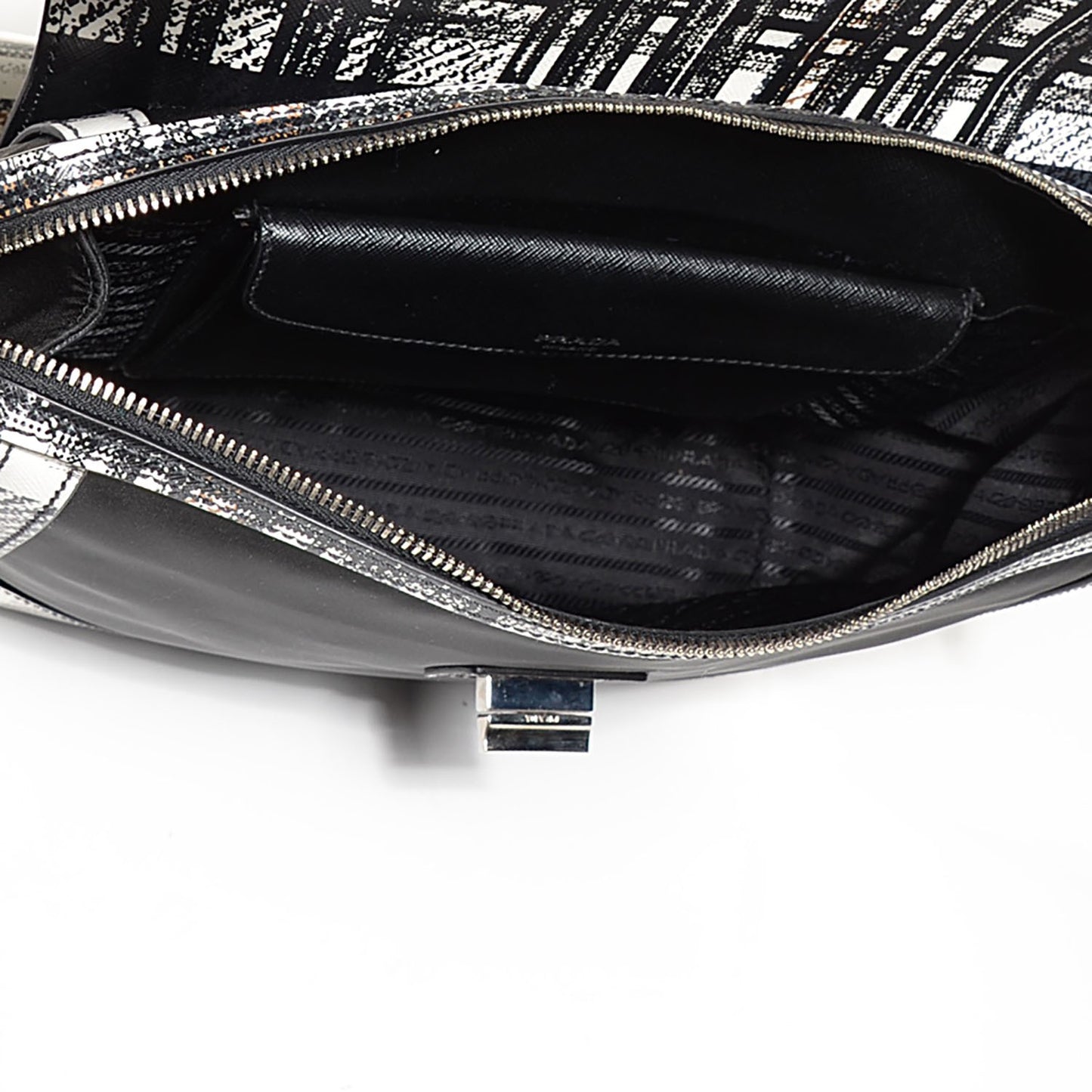 Tessuto Nylon Saffiano Tartan Print Satchel Bianco Dis Tartan