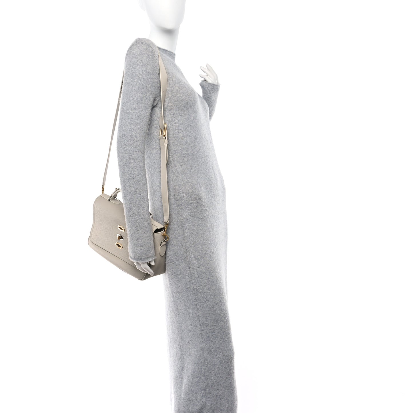 Heavy Grain Calfskin Small Bryn Chalk