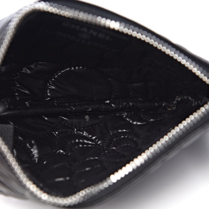 Chanel Goatskin Camellia Embossed Cosmetic Pouch Black 5 of 9