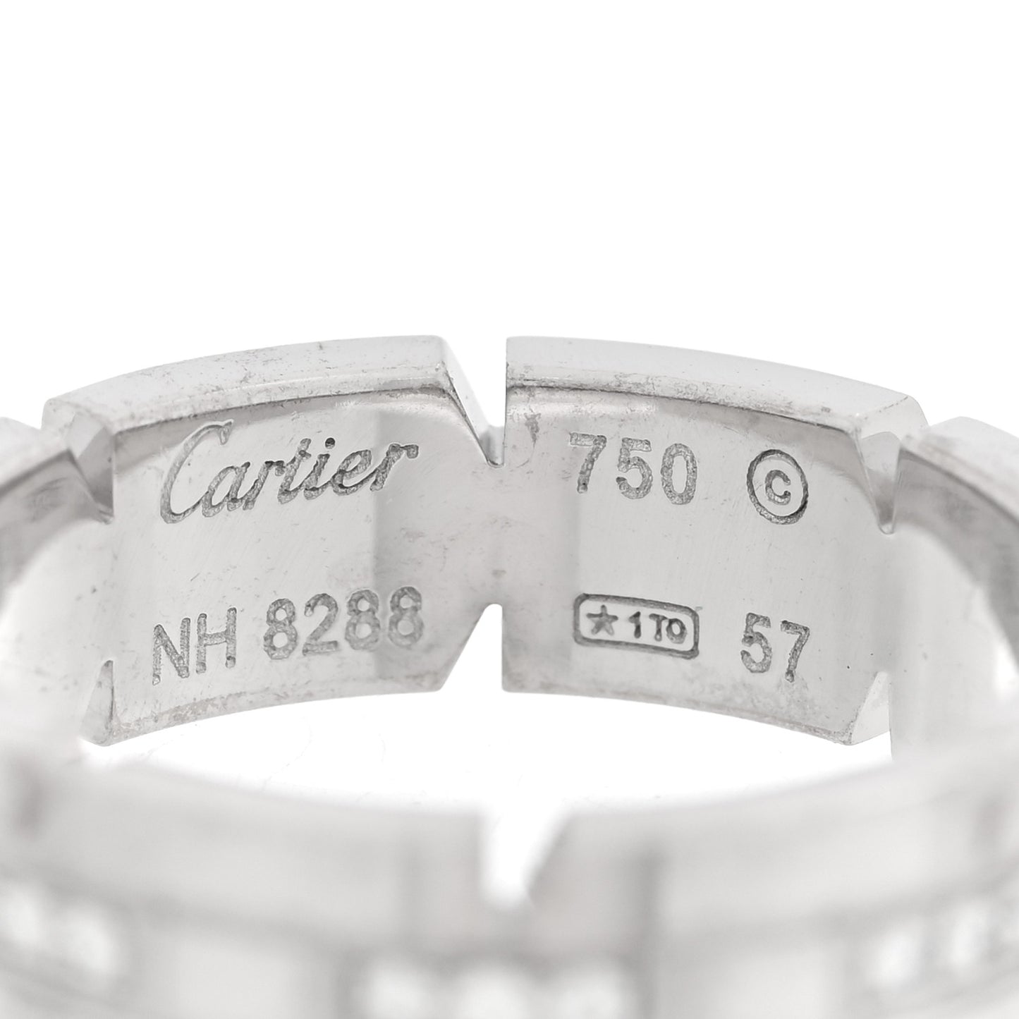18K White Gold Diamond Tank Francaise Band Ring 57 8