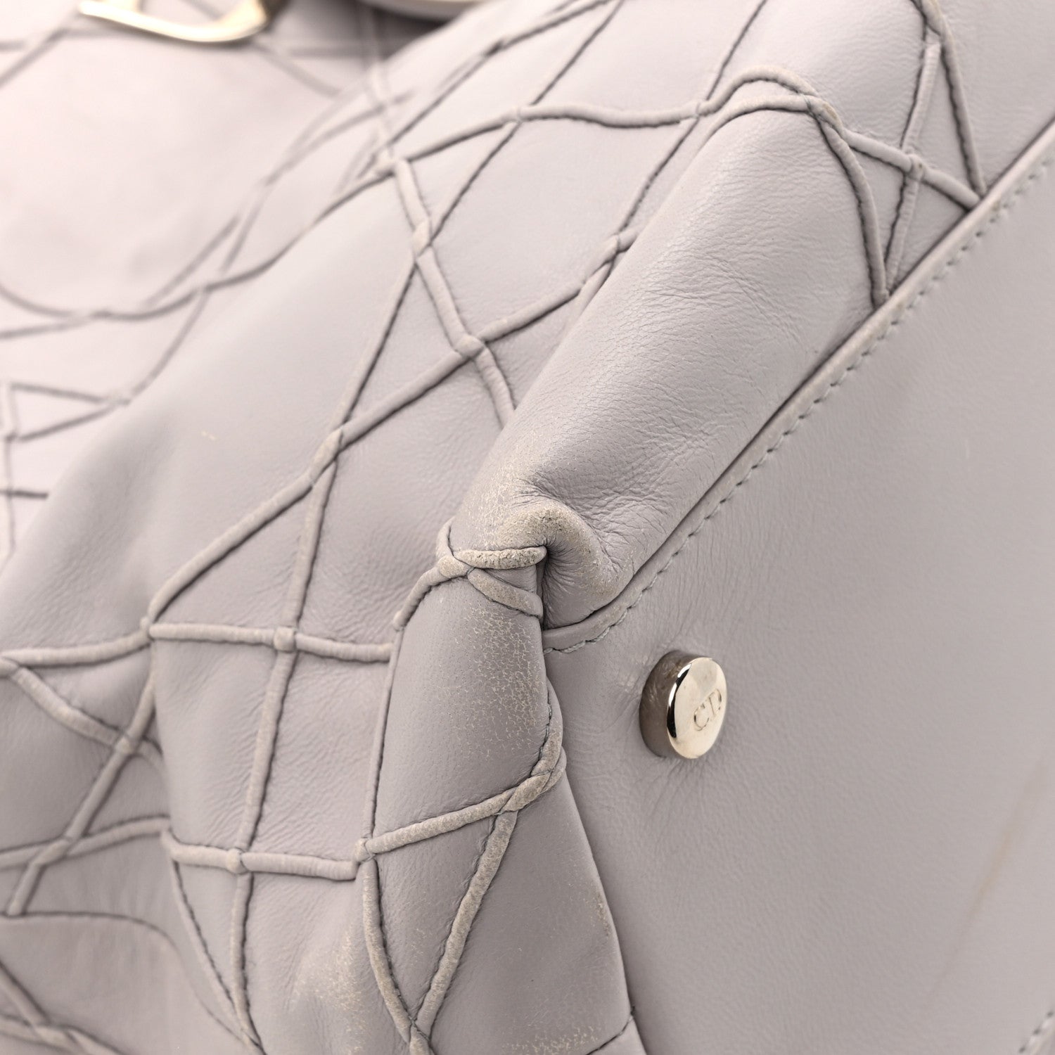Christian Dior Lambskin Cannage Medium Granville Tote Lilac 9 of 16