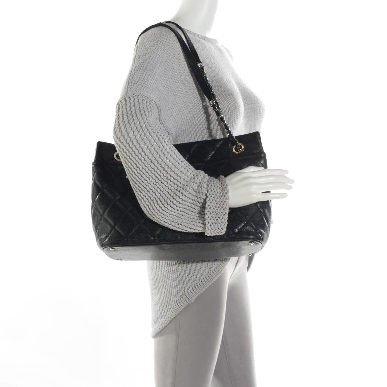 Chanel Caviar Quilted CC Timeless Soft Tote Black 2 of 8