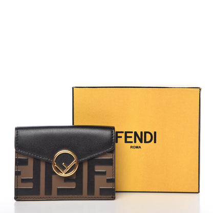 Fendi Vitello Liberty F is Fendi Bi-Color FF 1974 Embossed Micro Tri-Fold Envelope Wallet Maya Black 10 of 11