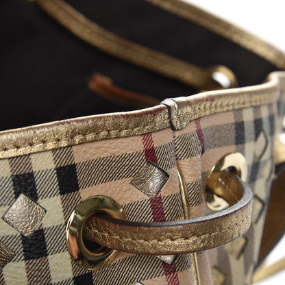 Burberry Haymarket Check Drawstring Claudia Bag Gold 8 of 13