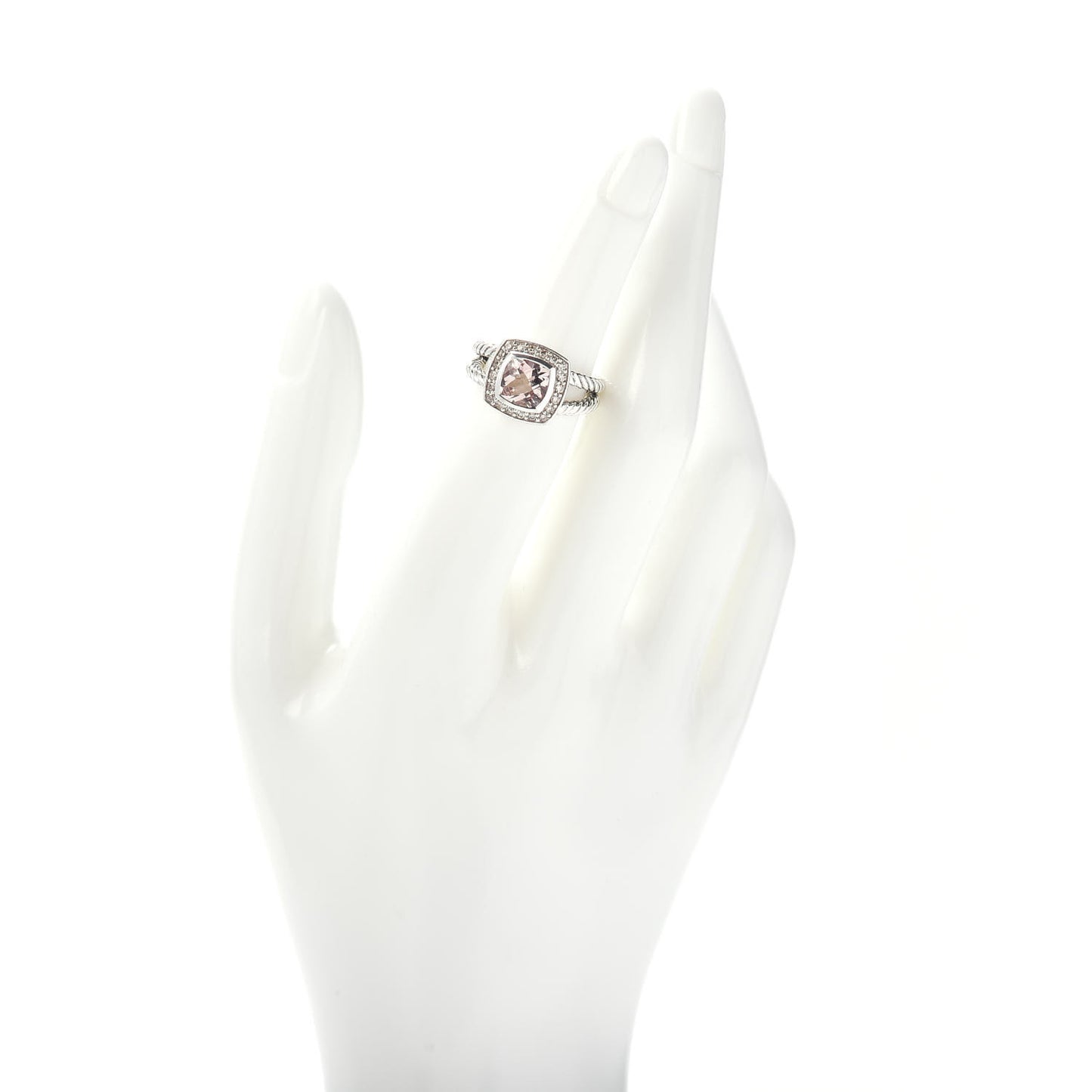 Sterling Silver Diamond Morganite 7mm Petite Albion Ring 50 5.5