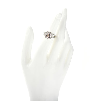 David Yurman Sterling Silver Diamond Morganite 7mm Petite Albion Ring 50 5.5 2 of 5