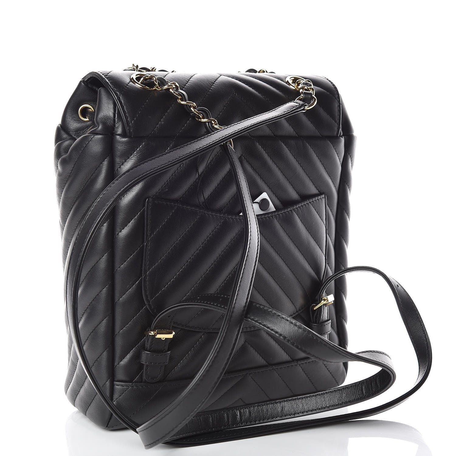 Chanel Calfskin Chevron Quilted Small Urban Spirit Backpack Black 3 of 10