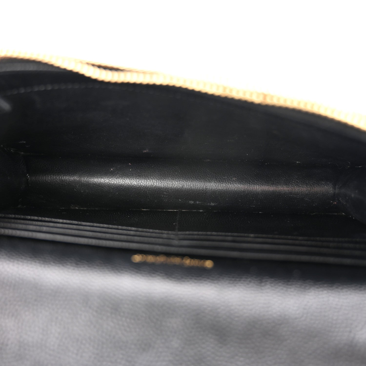 Saint Laurent Grain De Poudre Matelasse Chevron Monogram Envelope Chain Wallet Black 5 of 12