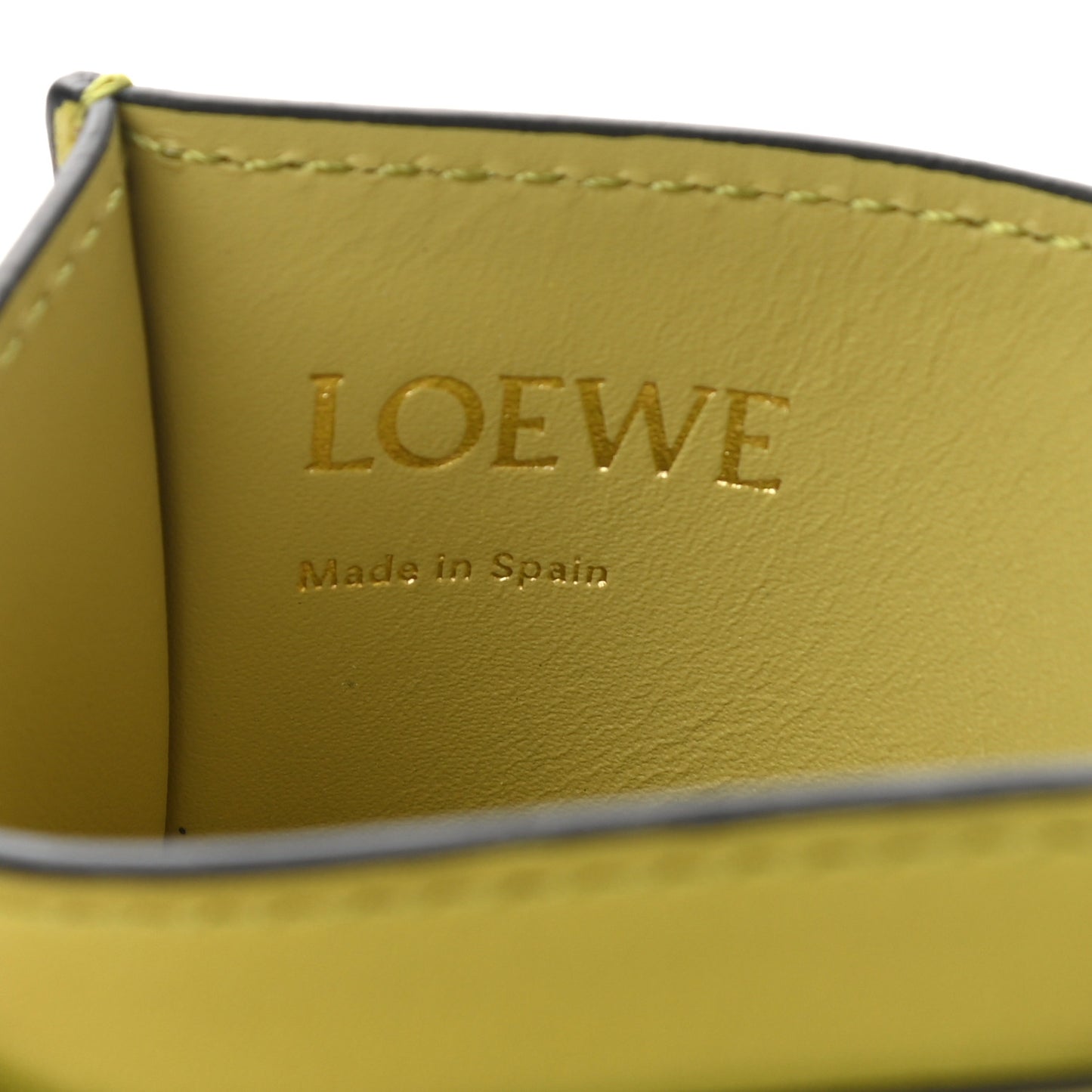 Calfskin Embossed Anagram Cardholder Lime Yellow