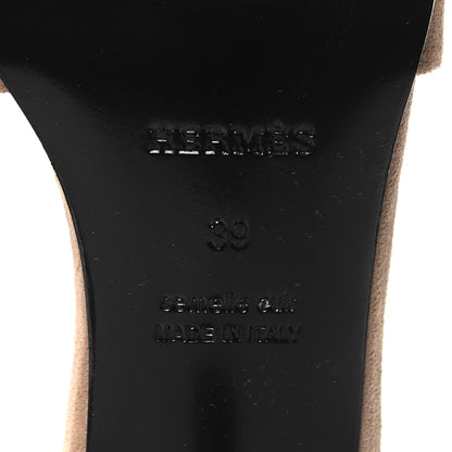 Hermes Suede Goatskin Giny 55 Sandals 39 Nude 7 of 9