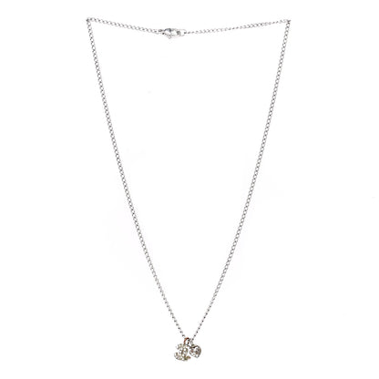 Chanel Crystal CC Heart Necklace Silver 3 of 7