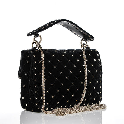 Valentino Garavani Velvet Medium Rockstud Spike Shoulder Bag Black 3 of 6