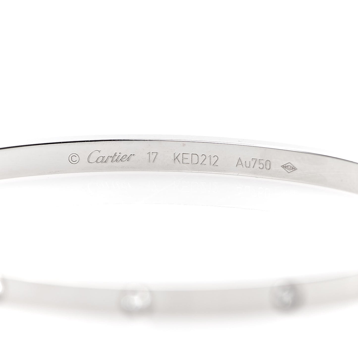 18K White Gold 10 Diamond Small LOVE Bracelet 17