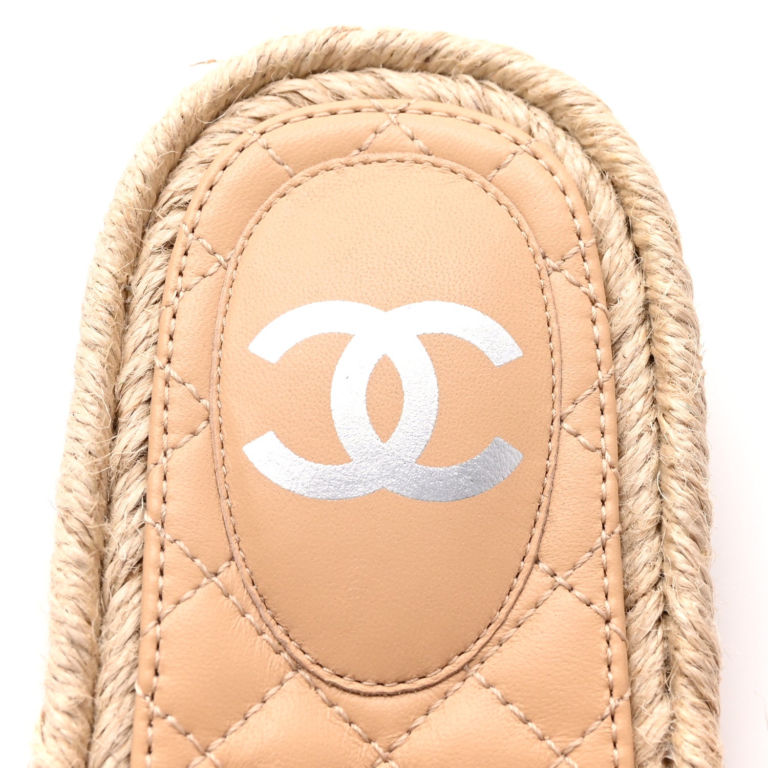 Chanel Grosgrain Lambskin Elastic Flat Mules 39 Beige 8 of 9