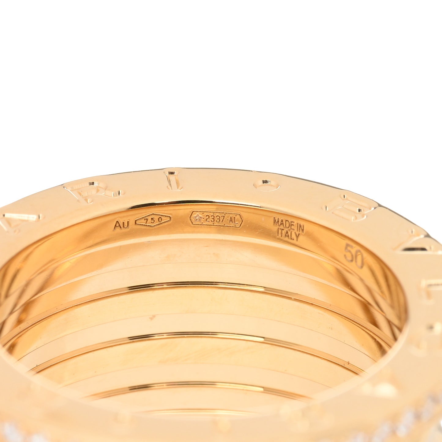 18K Yellow Gold Diamond B.Zero1 Rock Four-Band Pave Ring 50 5.25