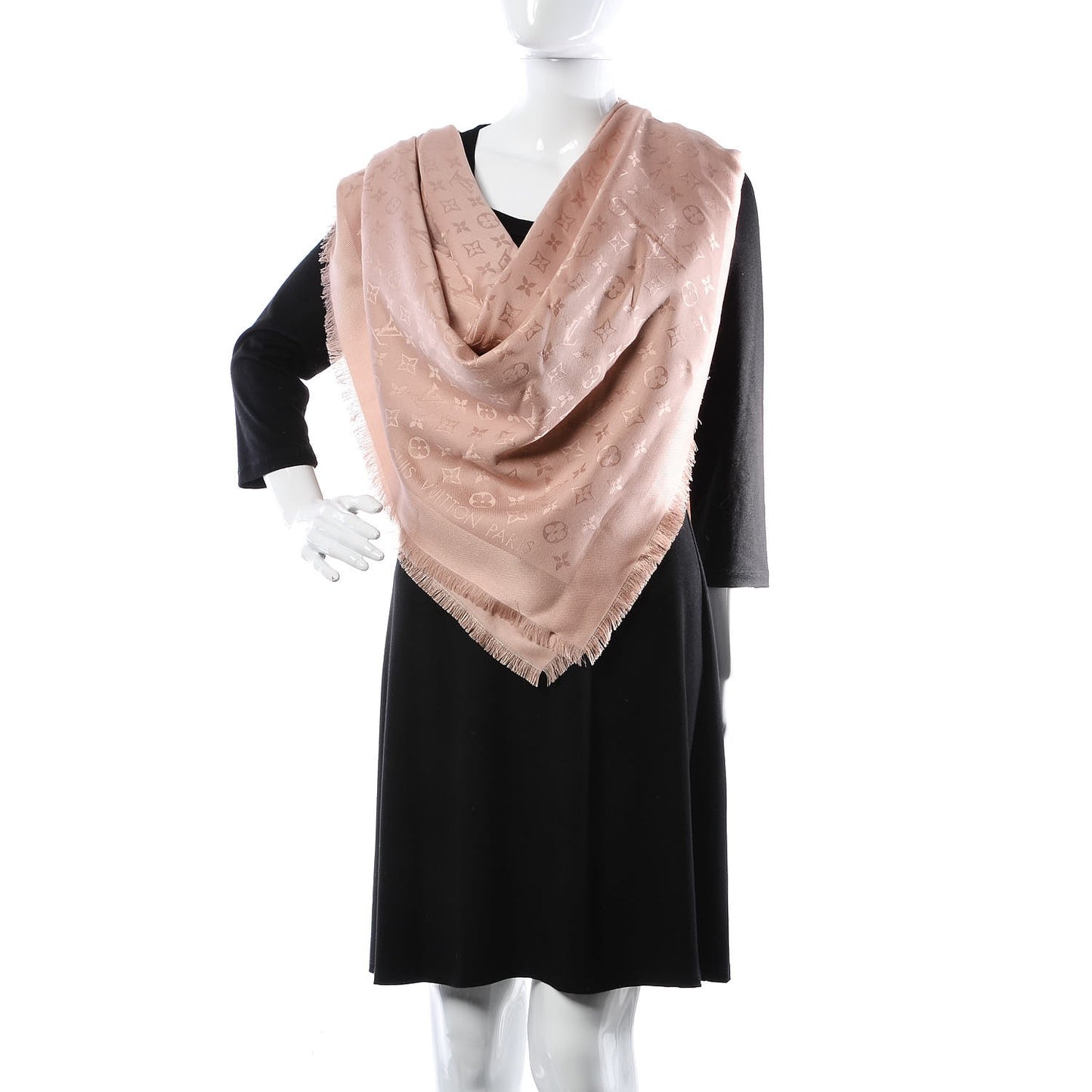 Silk Wool Monogram Shawl Natural
