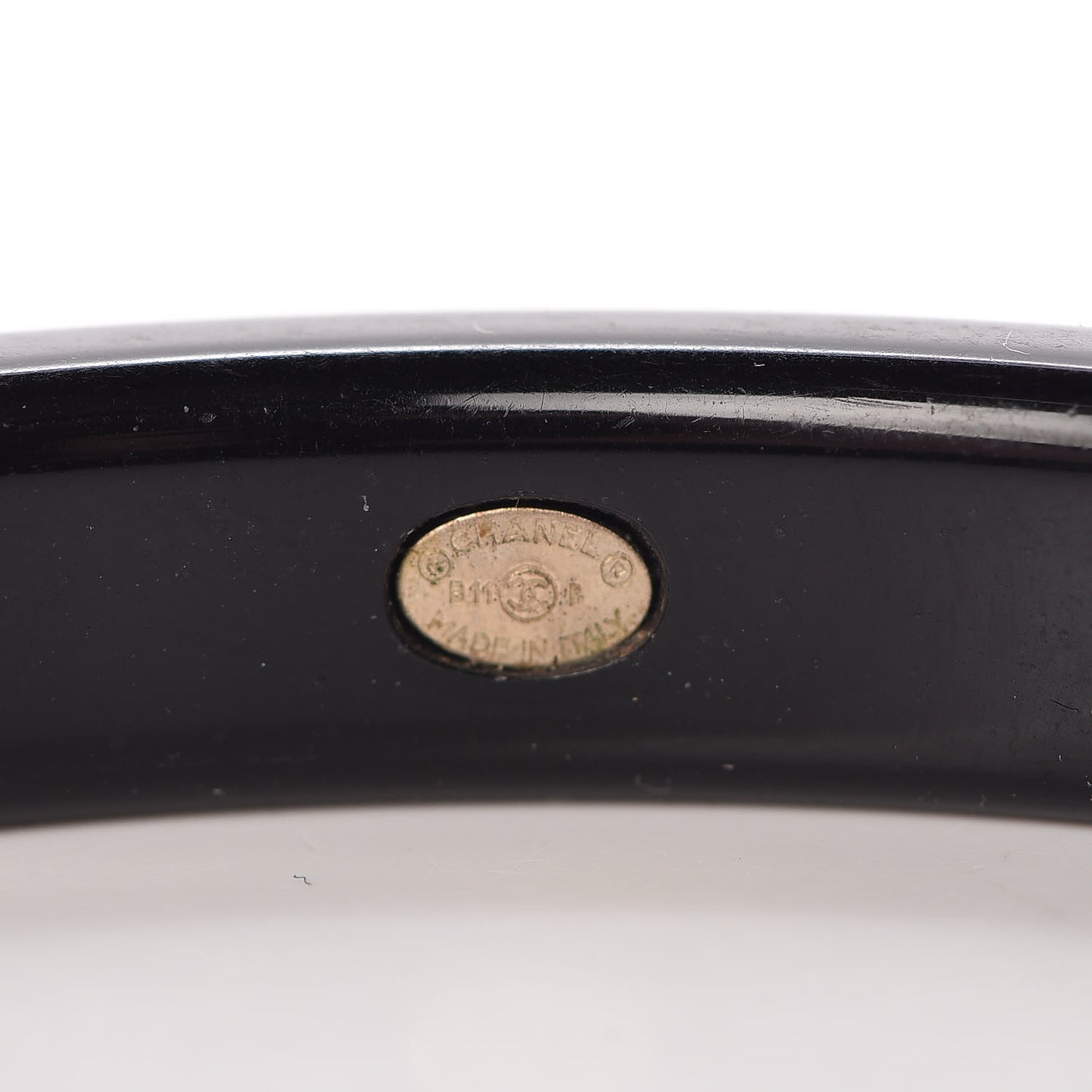 Resin Metal CC Bangle Set of 3 Black White Gold