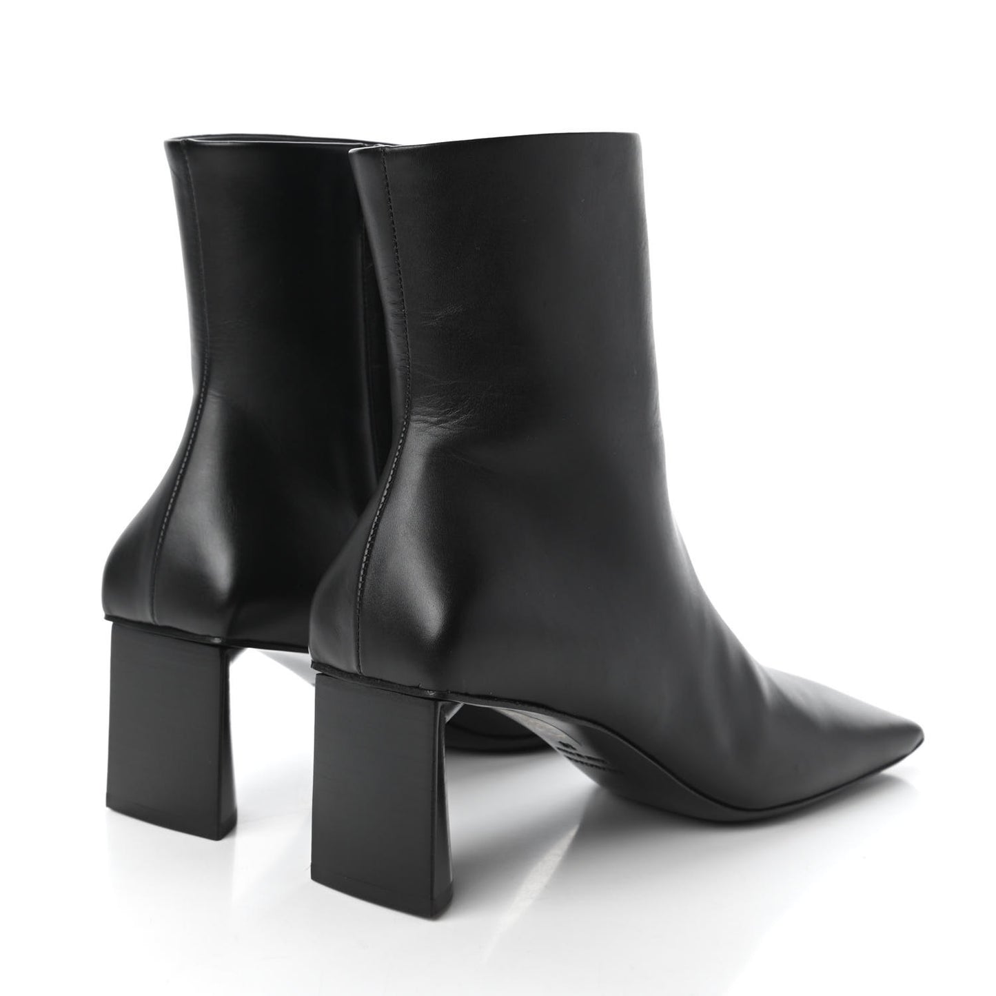 Smooth Calfskin Moon Square Toe 60mm Ankle Booties 38 Black