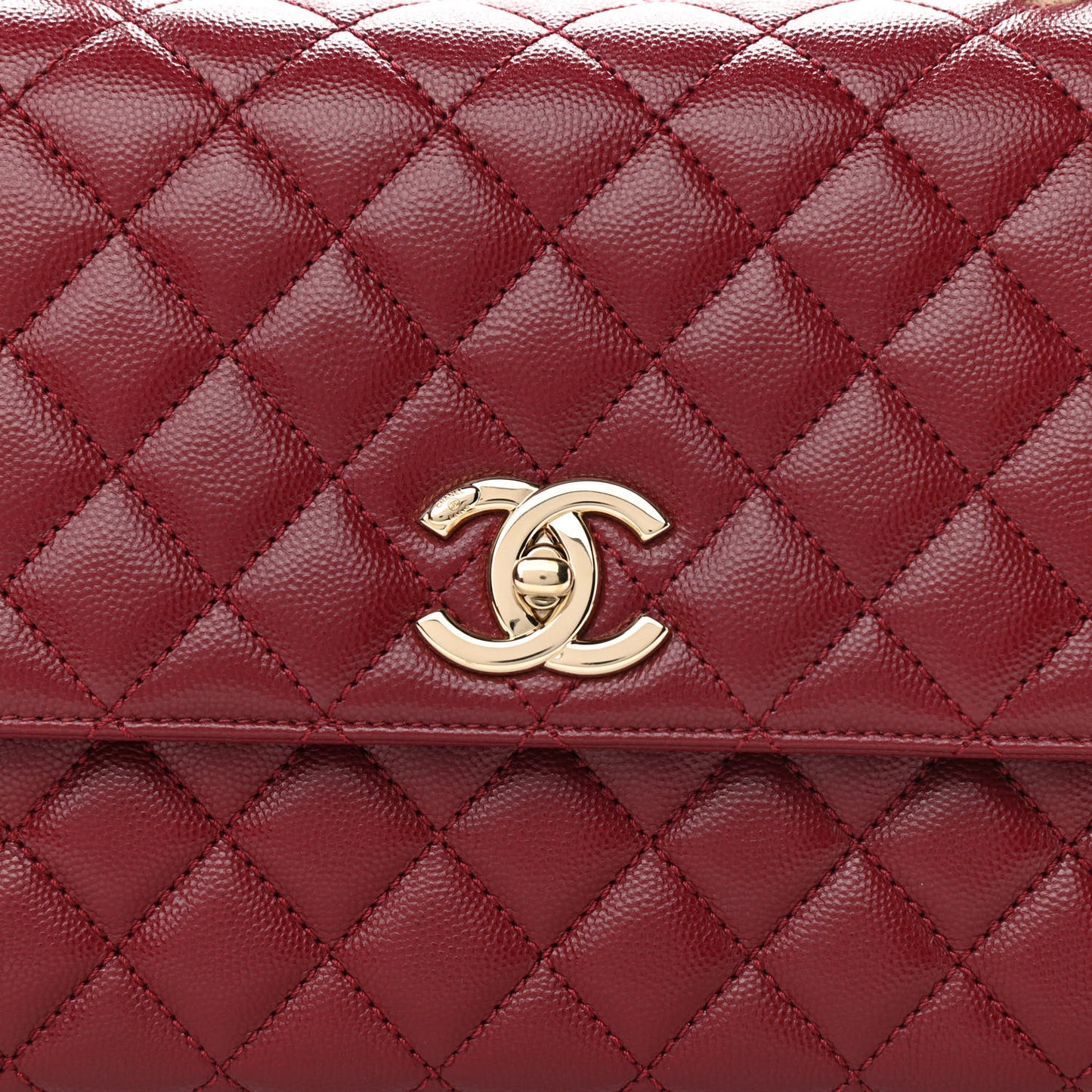 Caviar Lizard Embossed Quilted Small Coco Handle Flap Burgundy