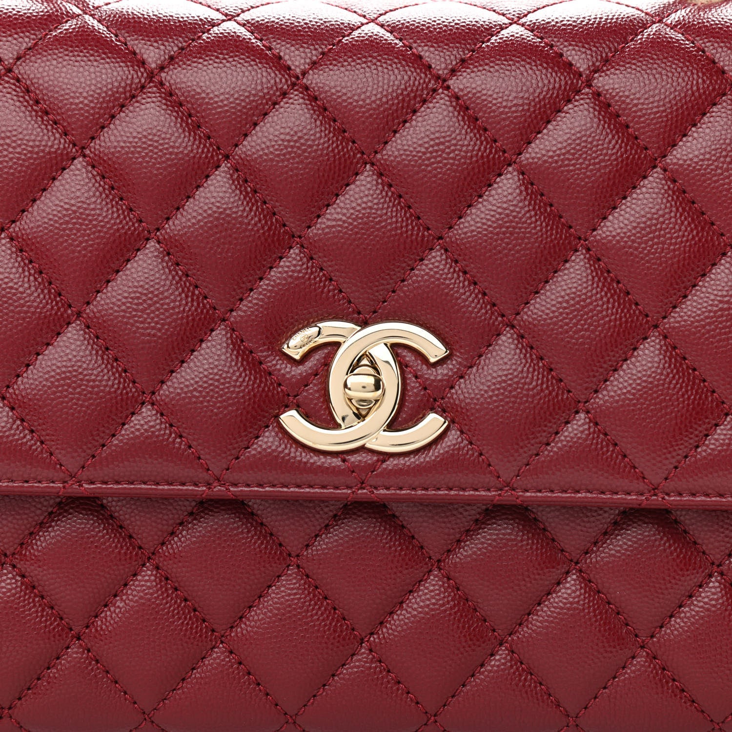 Chanel Caviar Lizard Embossed Quilted Small Coco Handle Flap Burgundy 8 of 13