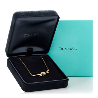 Tiffany 18K Yellow Gold Diamond Knot Necklace 6 of 6