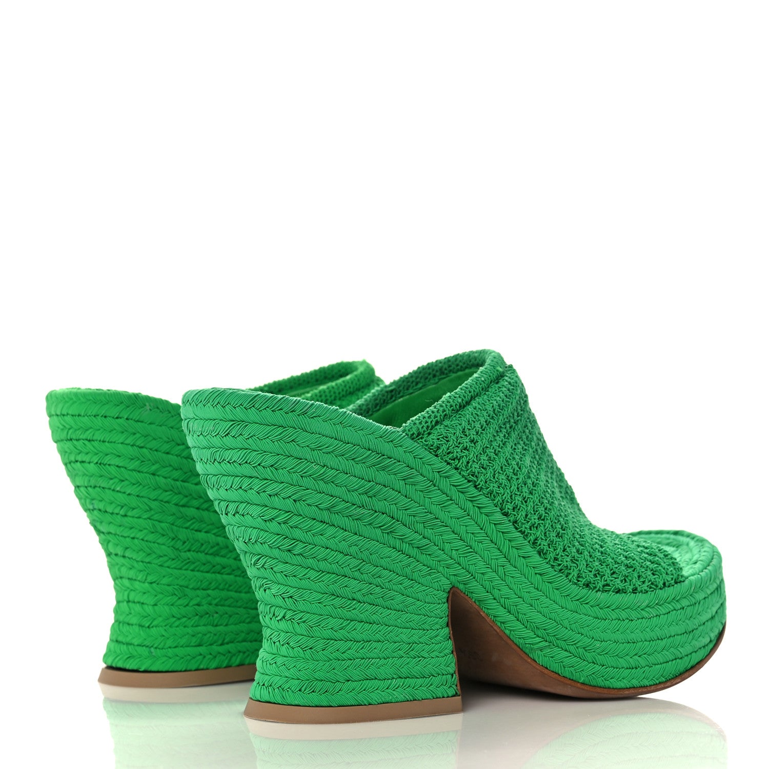 Bottega Veneta Knit Fabric Slide Platform 115 Wedge Sandals 36.5 Grass 4 of 11