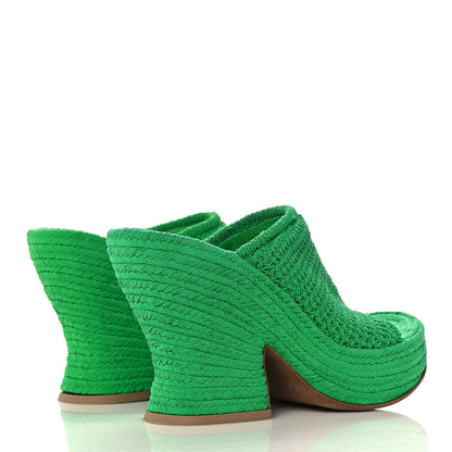 Bottega Veneta Knit Fabric Slide Platform 115 Wedge Sandals 36.5 Grass 4 of 11