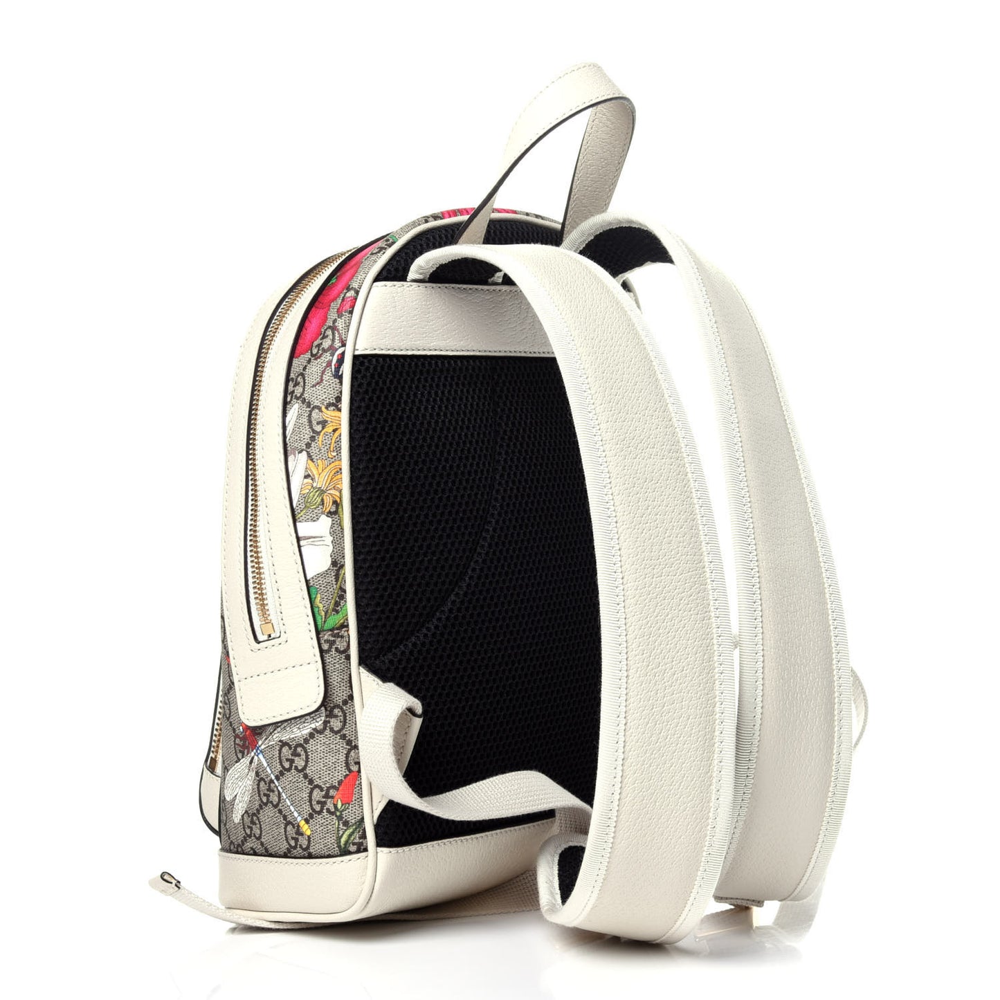 GG Supreme Monogram Flora Web Small Ophidia Day Backpack White