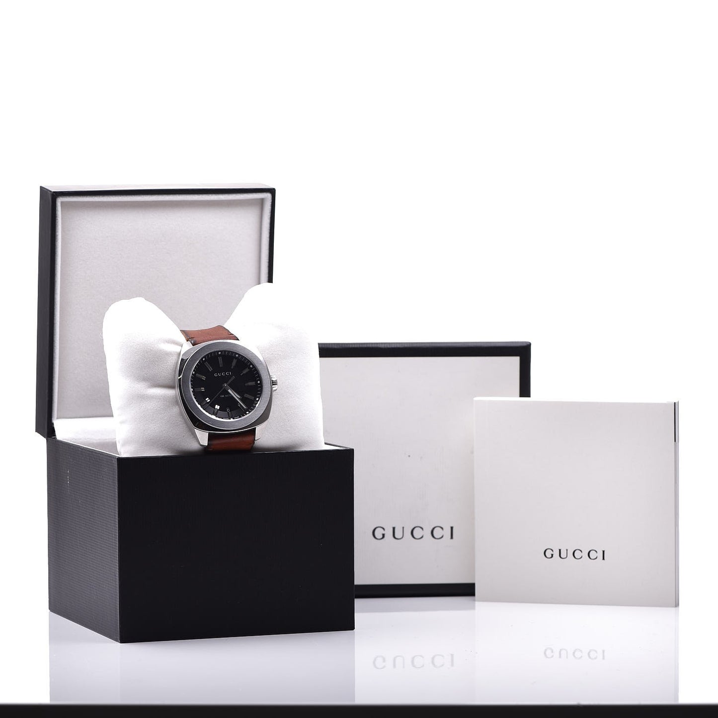 Stainless Steel Calfskin 44mm GG2570 Toscano Quartz Watch Black