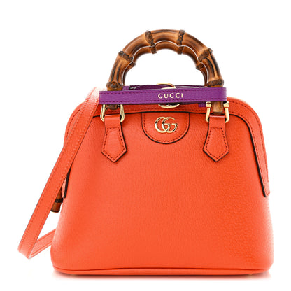Gucci Textured Dollar Calfskin Mini Diana Dome Tote Bag Deep Orange Spicy Cyclamin 1 of 10