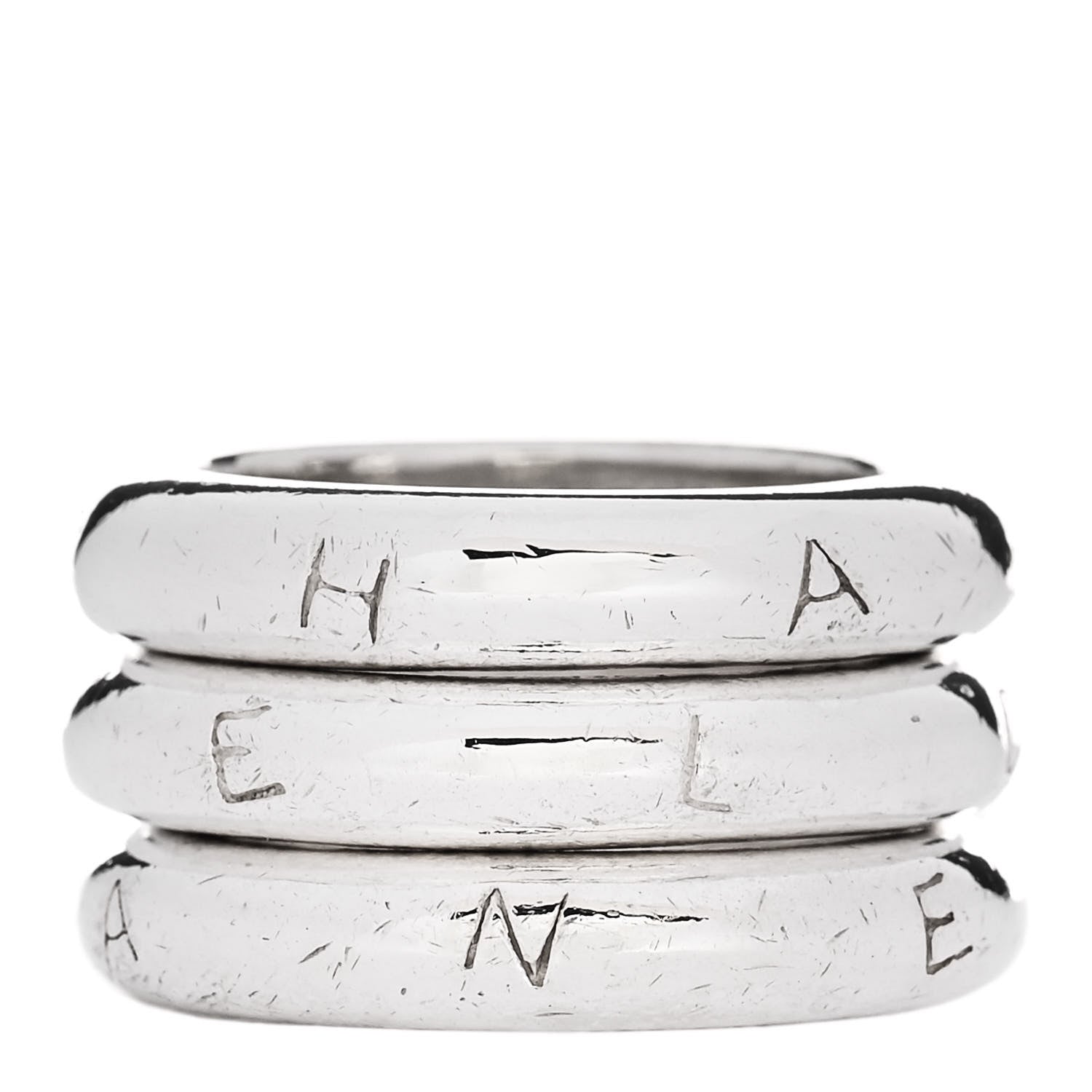 Chanel Sterling Silver Logo Set of 3 Stacking Ring 54 7 3 of 5