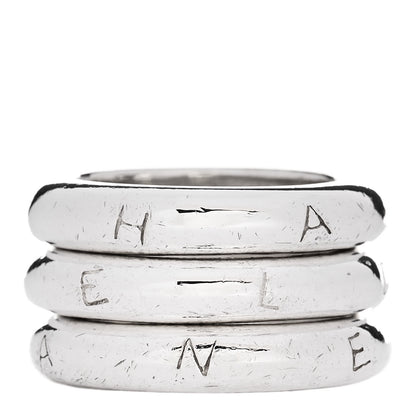 Chanel Sterling Silver Logo Set of 3 Stacking Ring 54 7 3 of 5