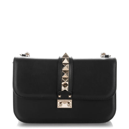 Valentino Garavani Vitello Medium Glam Lock Rockstud Flap Black 1 of 7