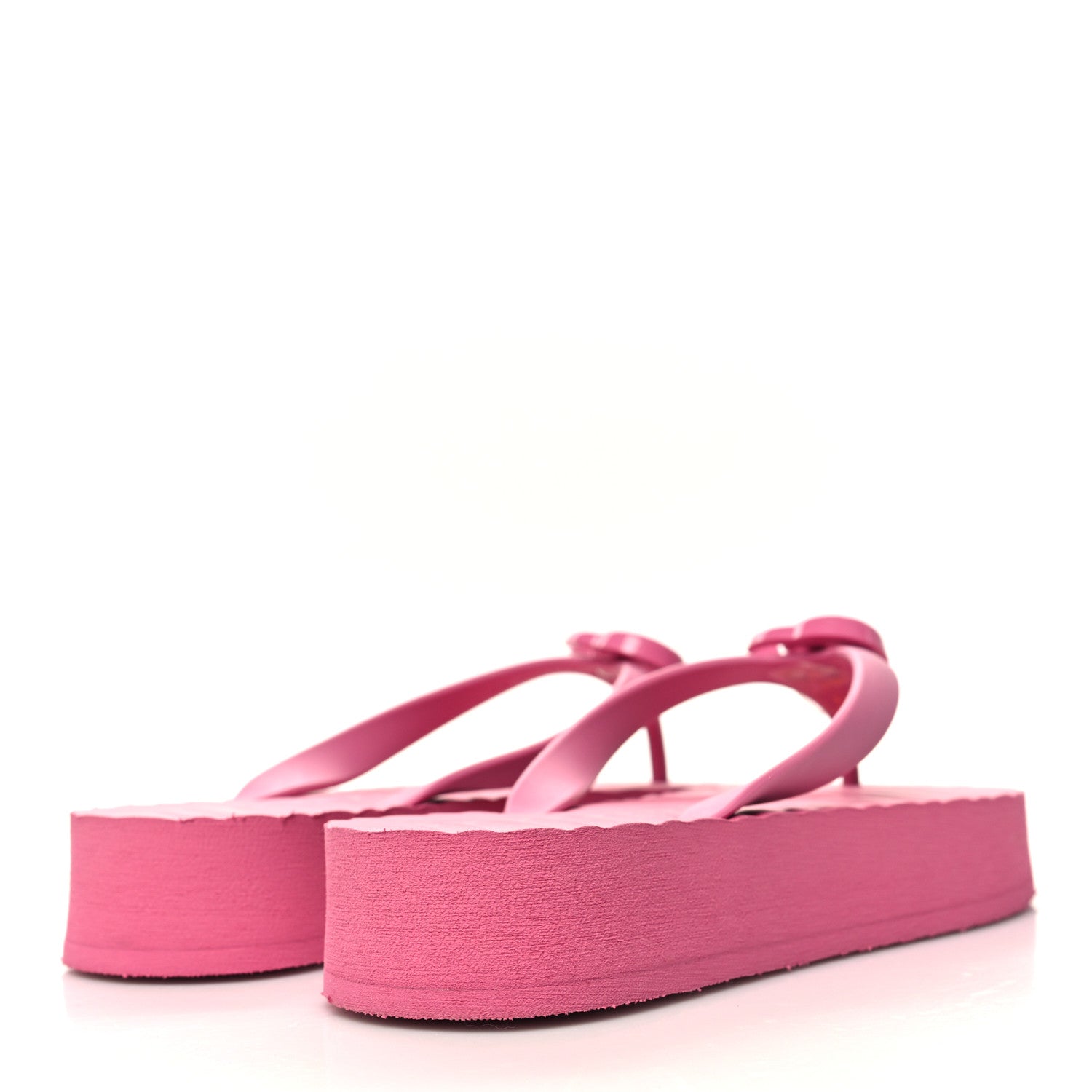 Gucci Rubber Chevron Womens GG Thong Sandals 37 Pink Tropical Flower 4 of 8